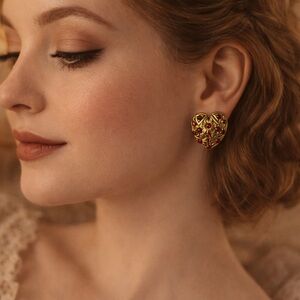 Handcrafted Swarovski Crystal Heart Earrings Gold Tone Oregon Romantic Vintage